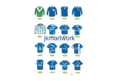 Peterborough United FC Retro Shirts Wall Art Print